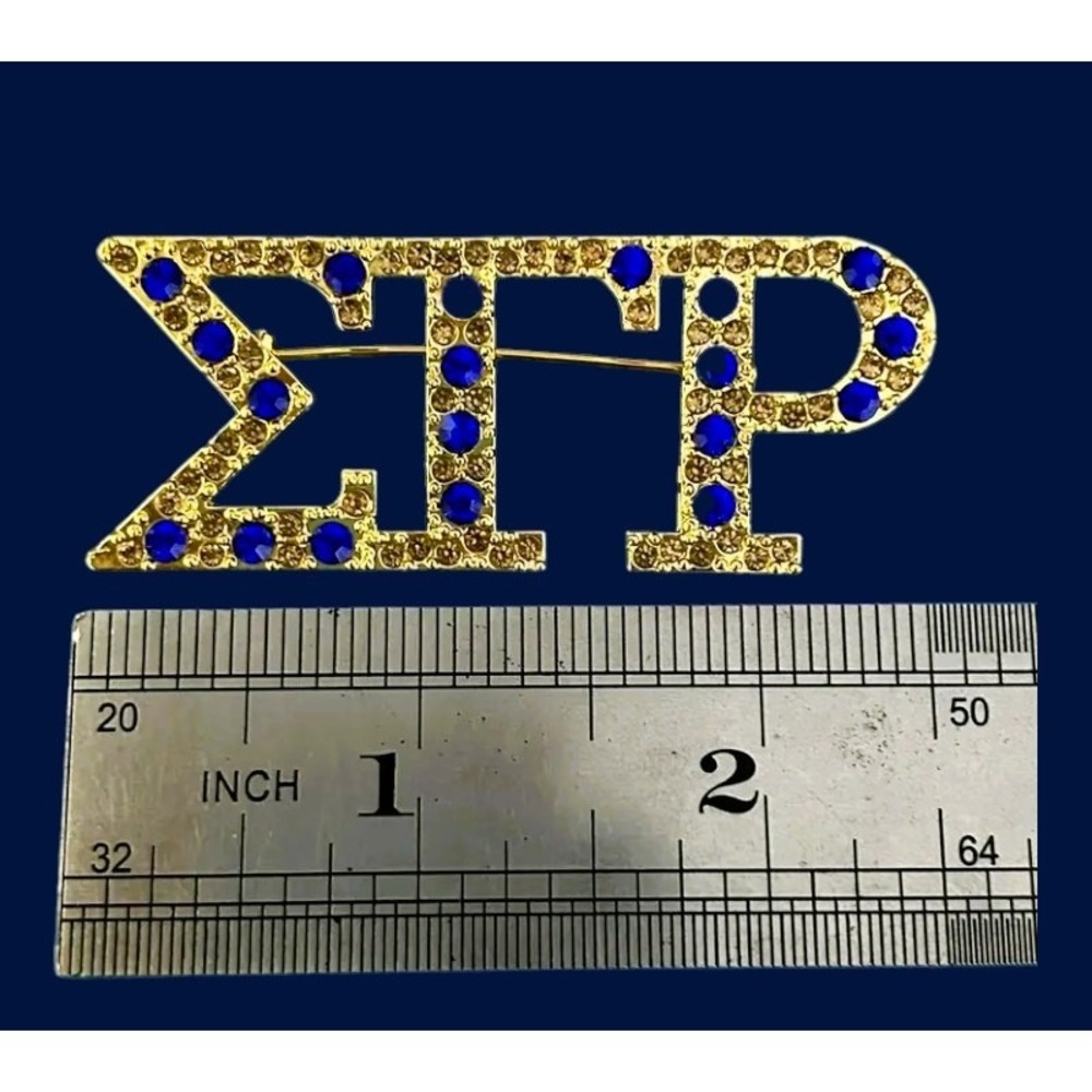 Sigma Gamma Rho Brooch Sorority Rhinestone Pin - Picture 5 of 5
